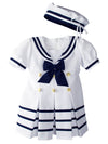 Spring Notion Baby Toddler Girls Nautical Sailor Dress With Hat Medium / 6-12 Months White