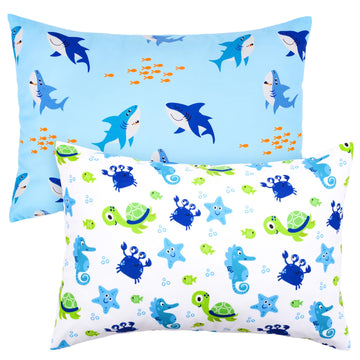 Uomny Toddler Pillowcases For Girls 13X18 12X16 14X19 Turtles And Sharks Baby Pillow Case 2 Pack Small Pillow Covers For Travel