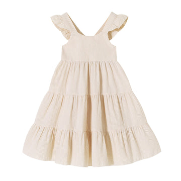 Younger Tree Toddler Baby Girl Dress Summer Outfits Stripe Flutter Sleeve Smocked Dress Kids Causal Boho Dresses Clothes (3-4T,