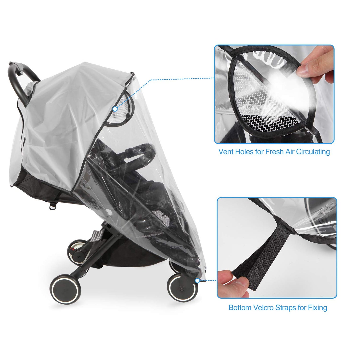 Clear Stroller Rain Cover, Universal Travel Weather Shield Breathable Baby Stroller Rain Cover For Windproof, Waterproof, Protec