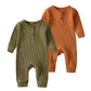Baby Boy Girl 2 Pack Solid Romper Short/Long Sleeve One Piece Jumpsuits Clothes Sets (Yellow & Dark Green, 0-3 Months)