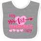 Inktastic My First Valentine 'S Day With Pink Heart And Arrow Baby Bib Heather And White 39970