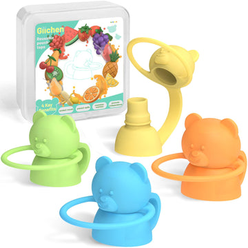 Giichen Soft Sip Food Pouch Topper - Bpa Free Silicone Food Pouch Tops For Baby Prevent Spills, Food Grade Toddler Pouch Lids Pr