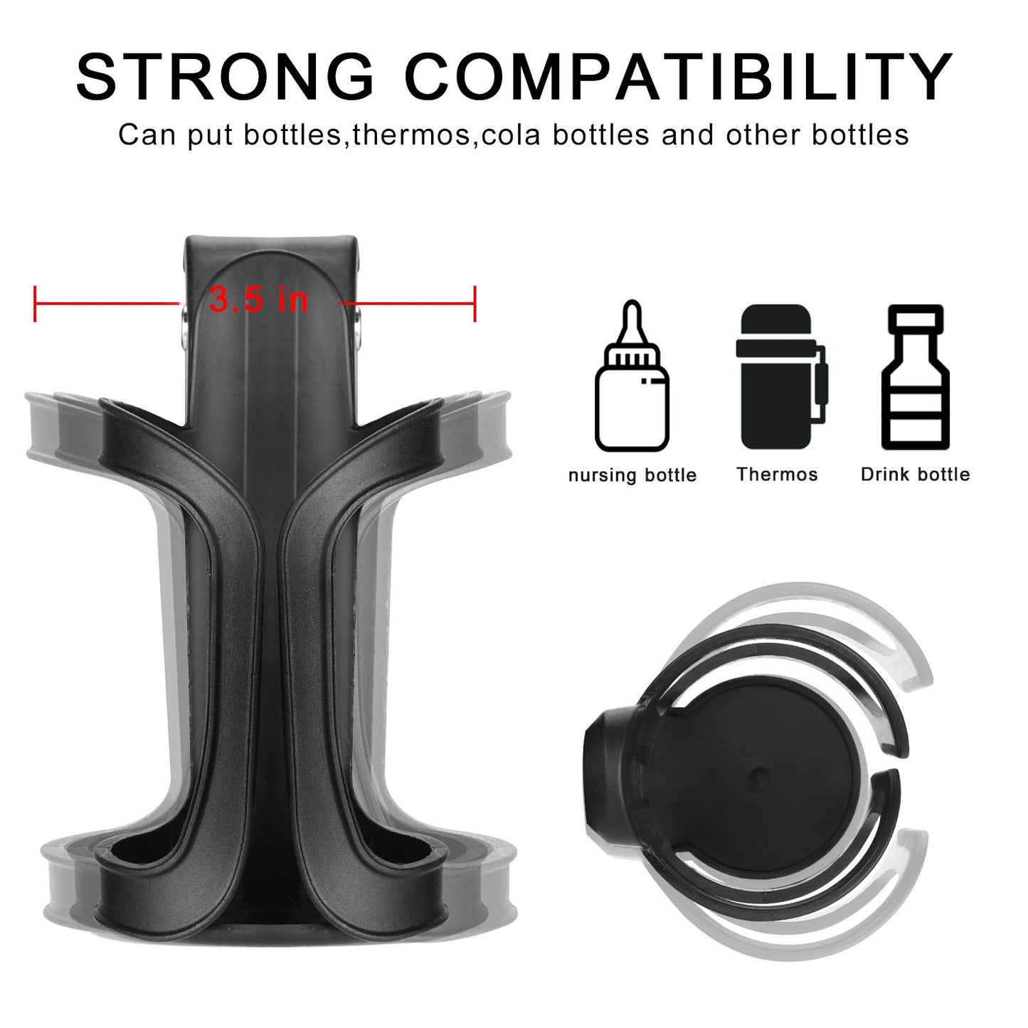 Accmor Stroller Cup Holder, Bike Cup Holder, Universal Cup Holder For Uppababy, Nuna, Doona Strollers, 360  Rotatable Cup Holder