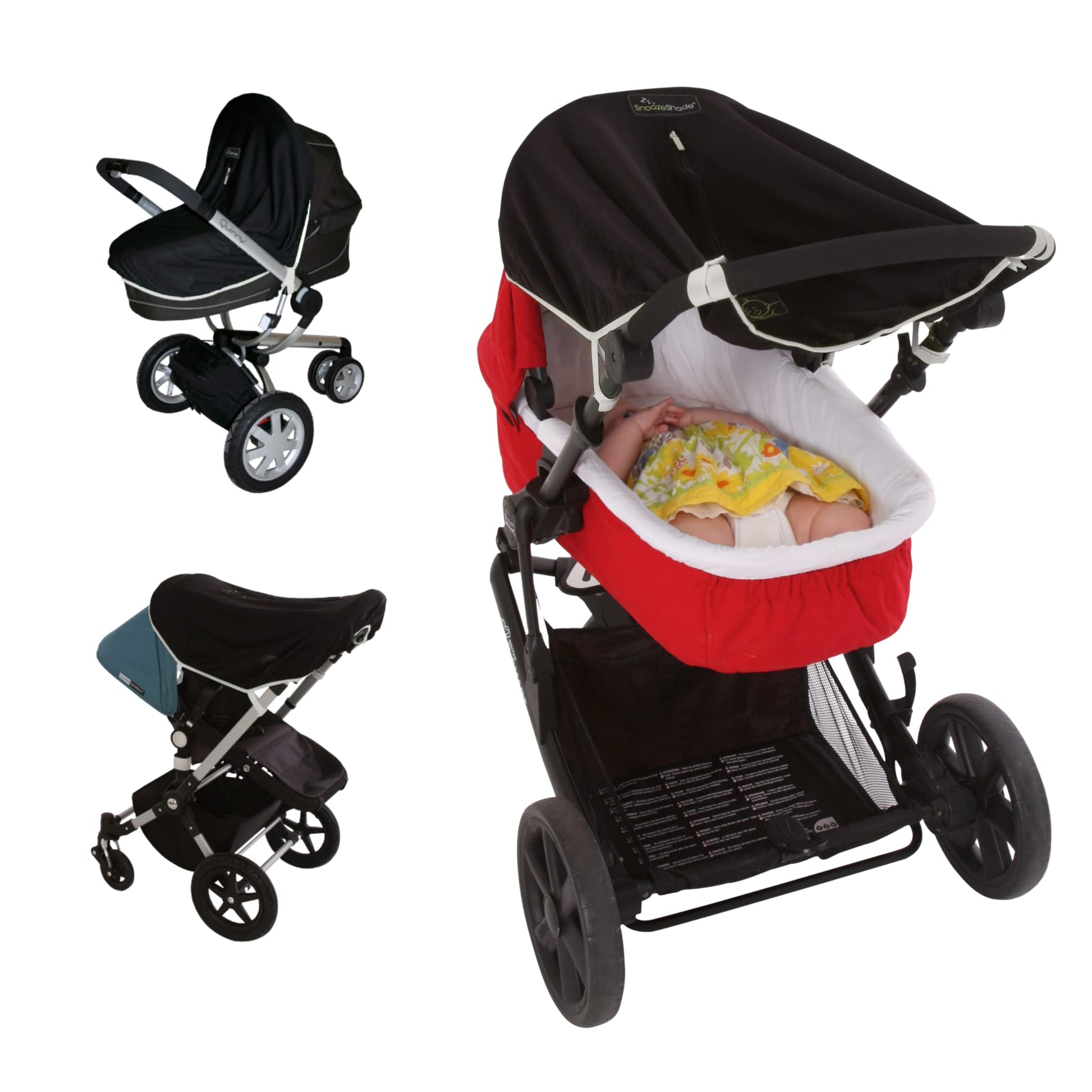 SnoozeShade Original 0 to 6m+ Pram and Buggy Sun Shade Blackout Cover Blocks 99% UV UPF 50 Baby Sleep Aid and Breathable Mesh Ca