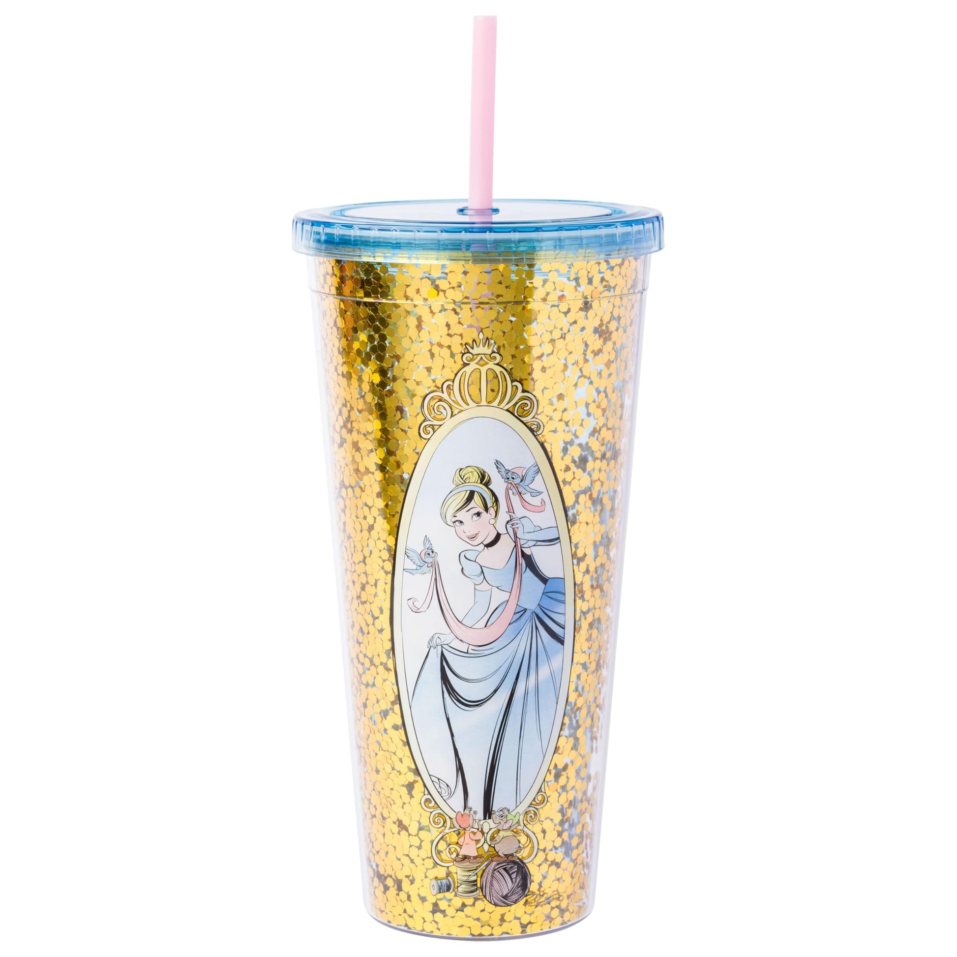 Silver Buffalo Disney Princess Cinderella In Mirror 32oz Confetti Cold Cup