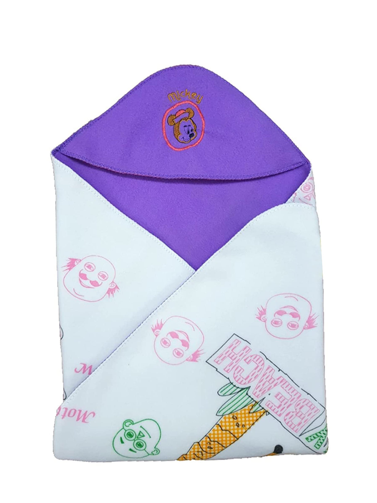 NAMAN Embrodiary All Season Newborn Baby Wrapper with Hodded Blanket for Baby boy and Baby GirlPurple_1