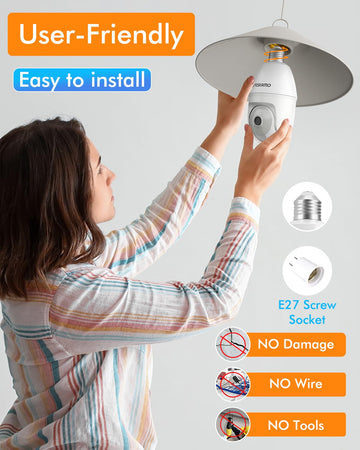 Light Bulb Security Camera -5G&2.4Ghz 5Mp Hd Wifi 6 Home Baby Monitor, Security Cameras Wireless Outdoor Indoor, Night Vision, 2