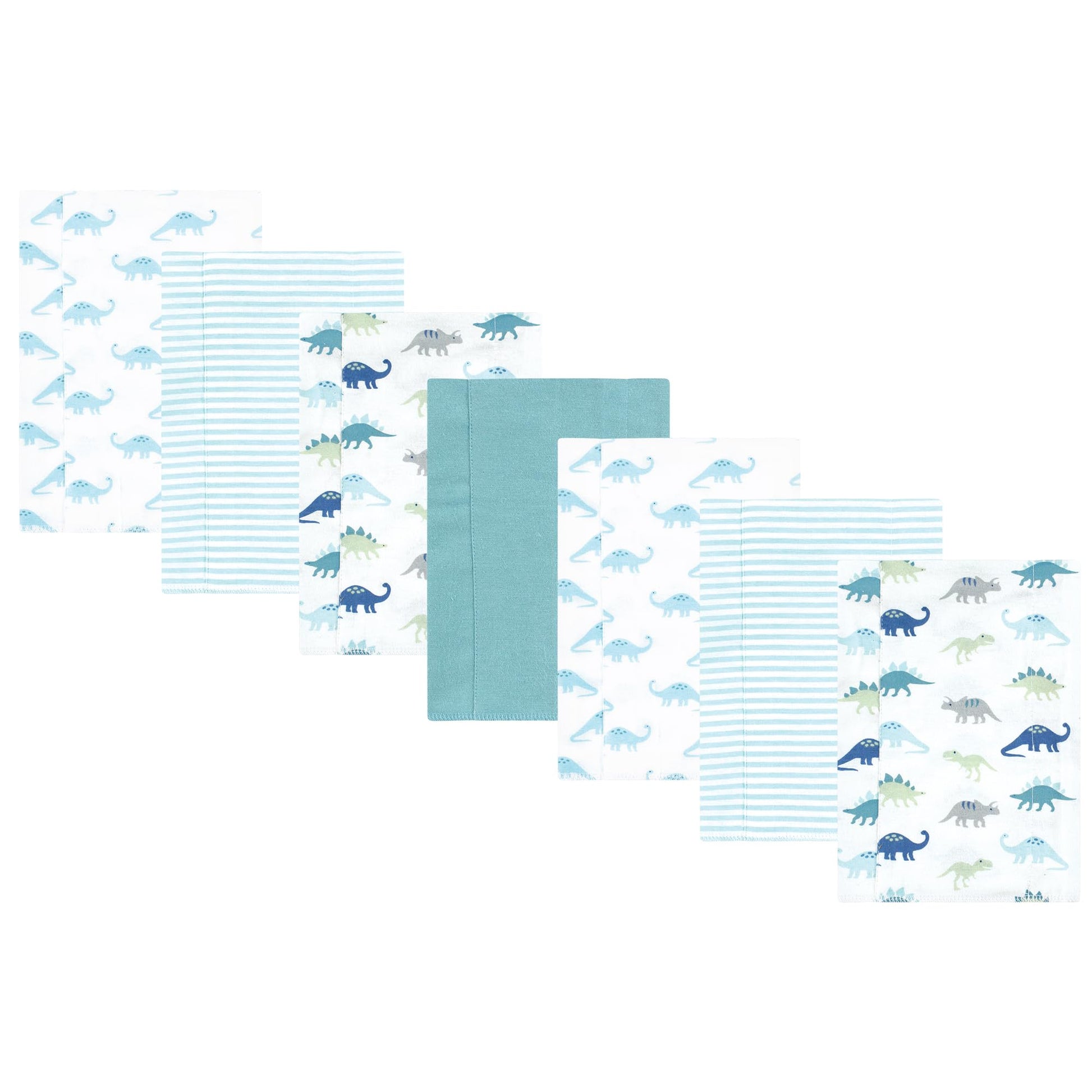 Hudson Baby Unisex Baby Flannel Burp Cloth 7Pk, Soft Teal Dino, One Size