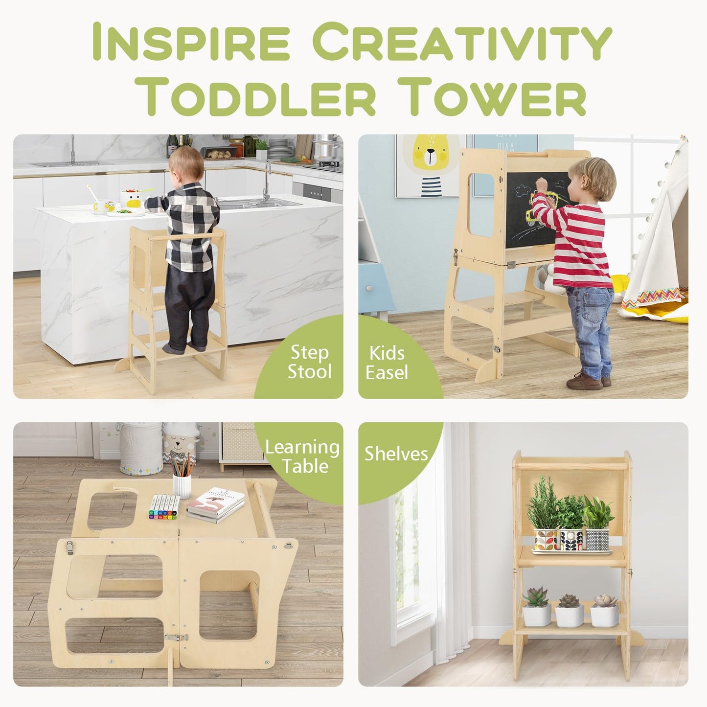 Olakids Pikler Triangle Set 8 In 1 Climbing Toys For Toddlers Foldable Wood Montessori Jungle Gym With Toddler Tower Angle Adjus