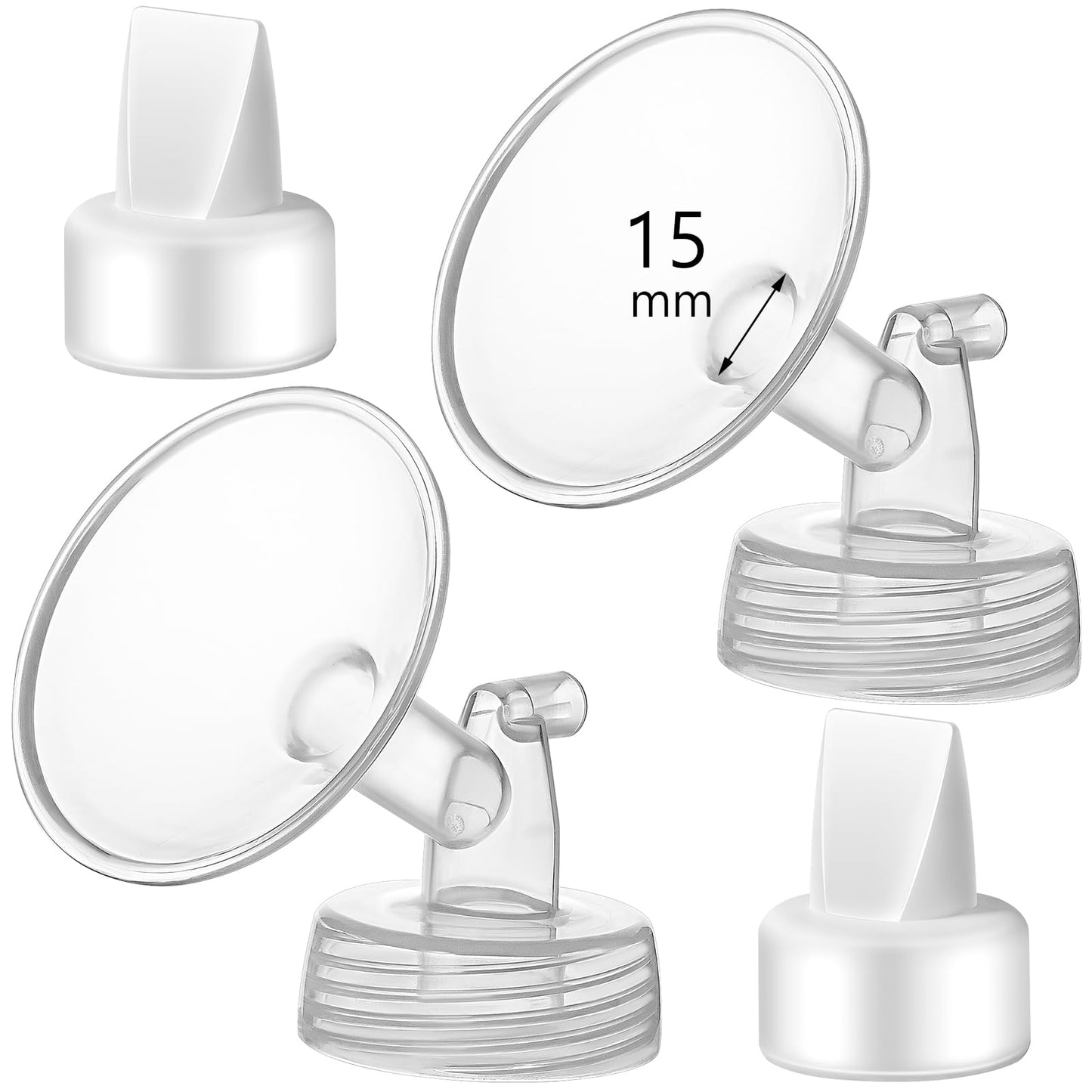 Momstouch 15mm Flange and Duckbill Valve Compatible with Spectra S1 S2 9 Plus Breastpump Replacement to Spectra Pump Parts, Not 