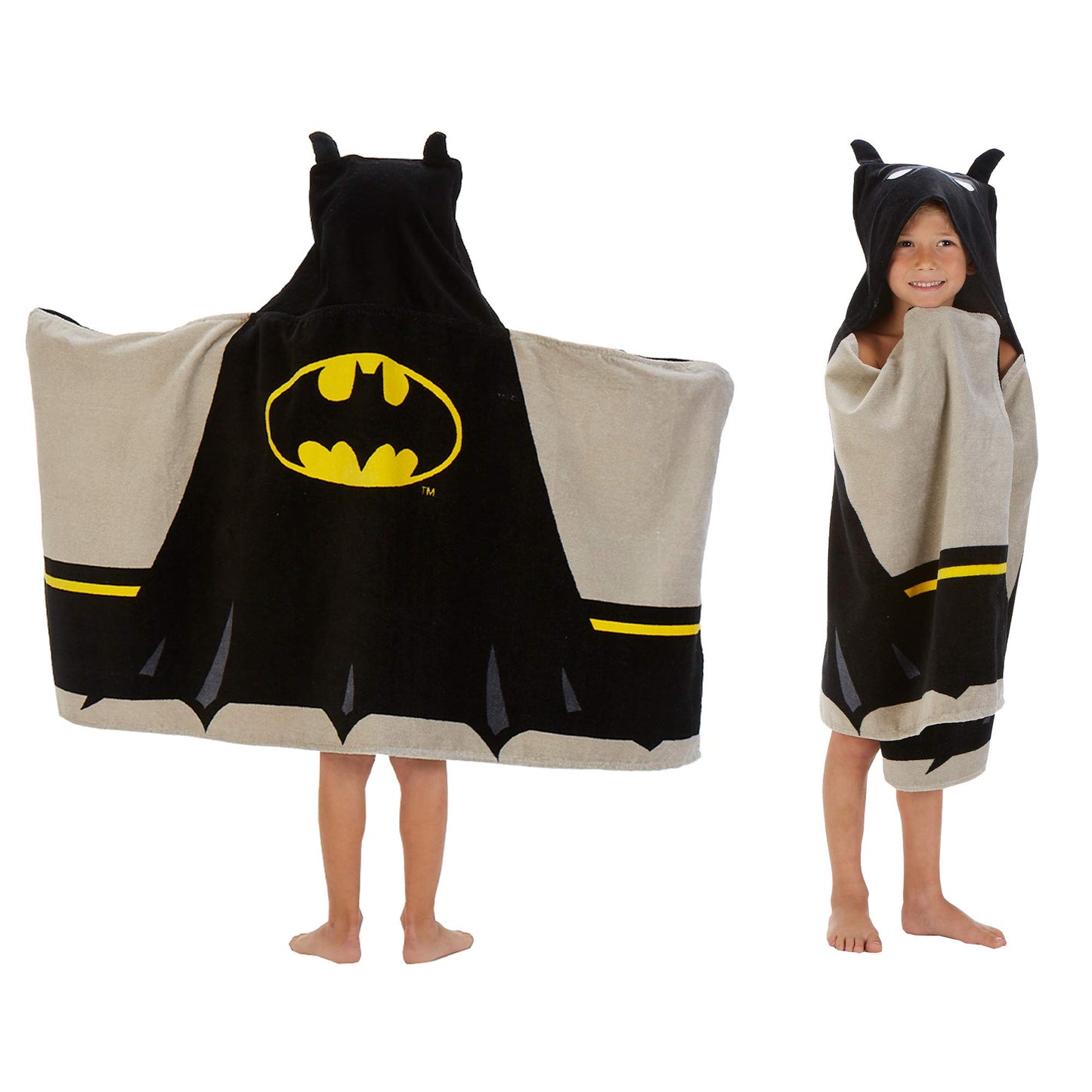 Batman Kids Bath/Pool/Beach Super Soft Cotton Terry Hooded Towel Wrap, 24' X 50', By Franco