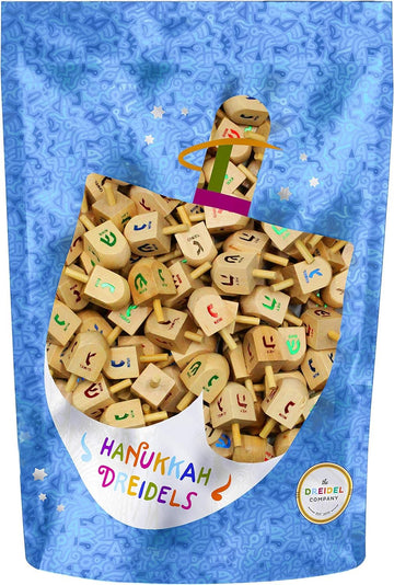 The Dreidel Company Wood Dreidels Hanukkah Draydel With English Transliteration & Instruction Cards (1000-Pack)