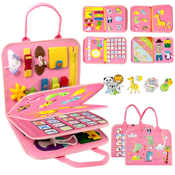 Qizfun Busy Board Book Montessori Toys for 1 2 3 4 Year Old, Girl Birthday Gifts, Educational Sensory Learning Toys for Toddlers