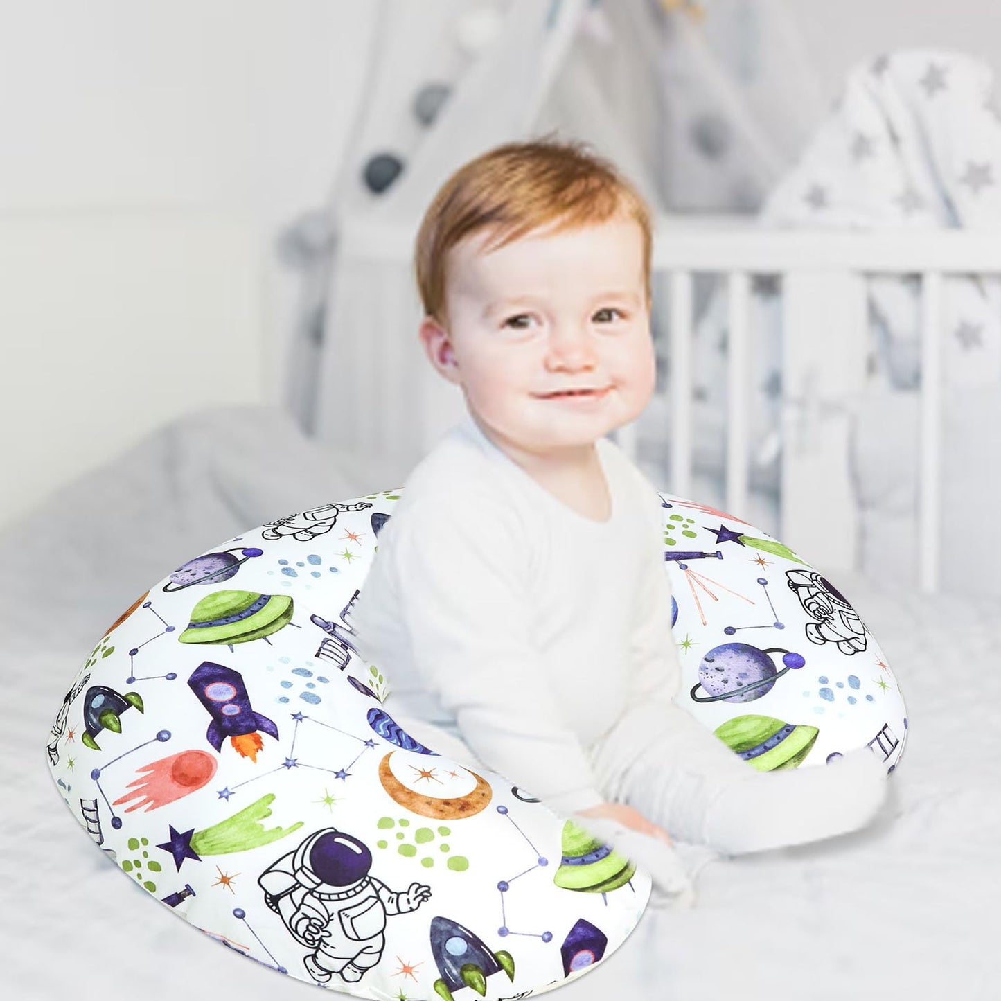 Tanofar Nursing Pillow Cover Boy, Stretchy Breast Feeding Pillow Covers, Soft & Skin-Friendly, Removable Nursing Support Pillow