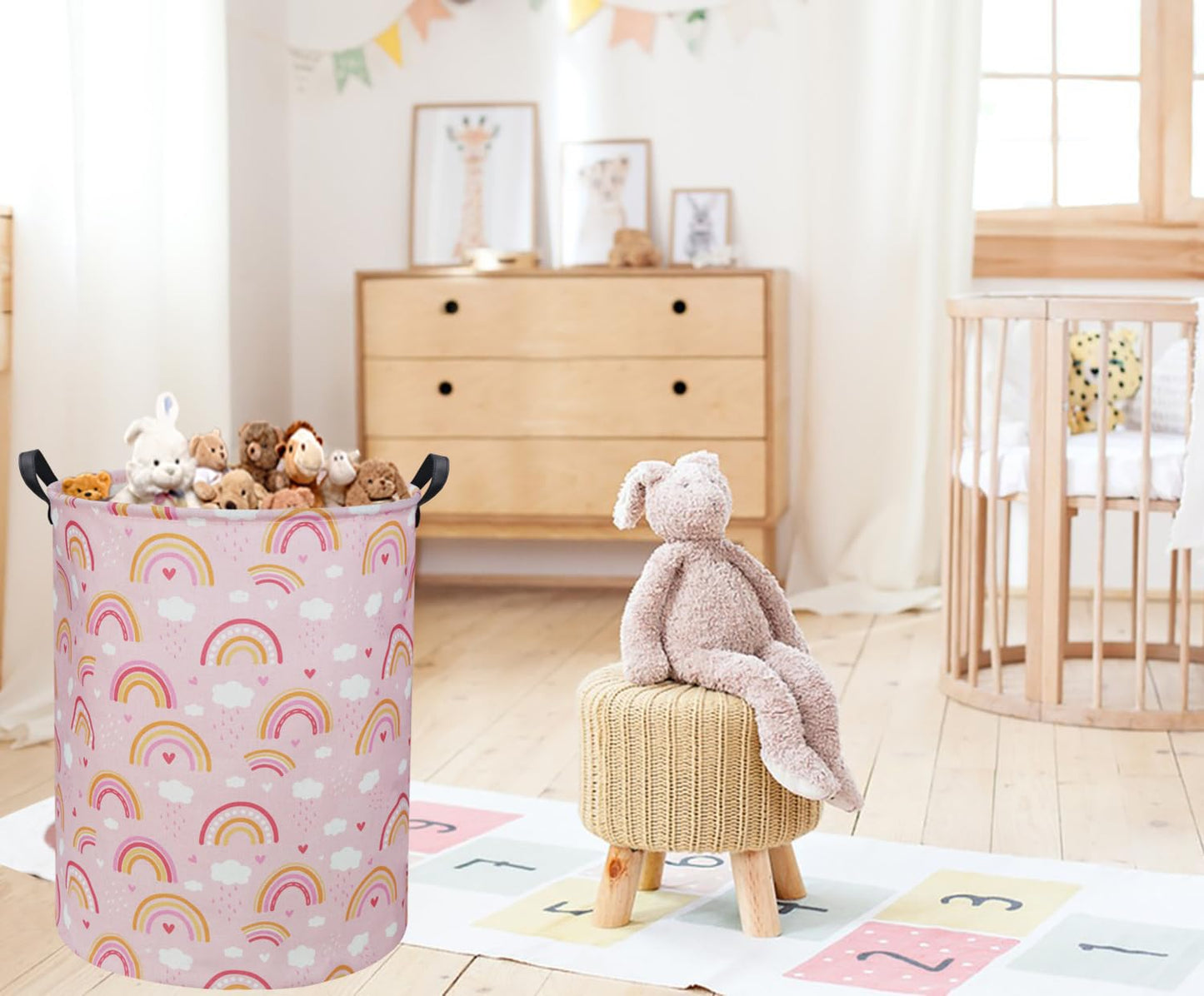 Tibaolover Rainbow Pink Baby Laundry Basket Baby Hamper Kids Hamper Basket Toy Storage Bin For Boys Room Decor Baby Nursery Hamp