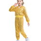 Lolanta Girls Hip Hop Dance Costumes Sequin Jacket And Pants Dance Set Girls Street Dance Casual Wear (Golden, 12-13 Years)