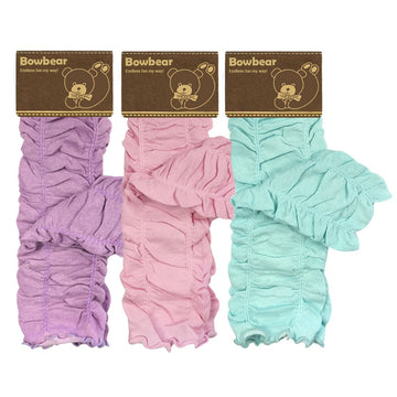 Bowbear Little Girls 3 Pair Gathered Ruffles Leg Warmers, Lilac, Ballet Pink, Sky Blue