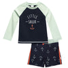 Gerber Boys' Baby Toddler Long Sleeved Rashguard Swim Bathing Suit Set, Anchors, 6-9 Months