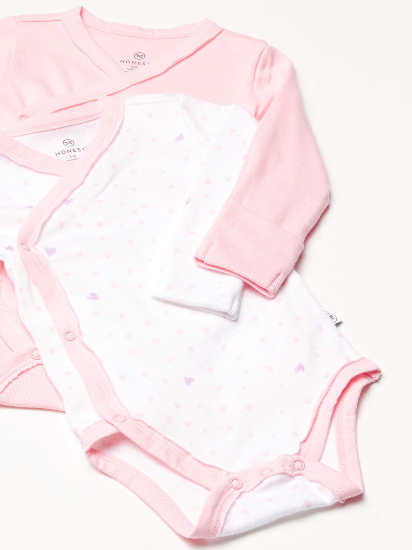 Honestbaby Unisex Baby 3-Pack Organic Cotton Long Sleeve Side-Snap Kimono Bodysuits And Toddler T Shirt Set, Love Dot, 3-6 Month
