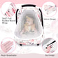 Carseat Cover Girls, Floral Baby Carseat Canopy With Zipper Mesh, Infant Stroller Cover, Watercolor Pink Flower