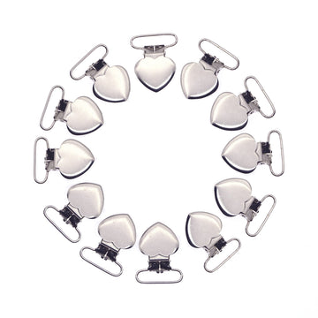 Sutoyuen 1' Metal Heart Suspender Clips,Pacifier Clips For Diy Craft Dummy Pacifier Holders Bib Soother Clip Toy Holder Silver