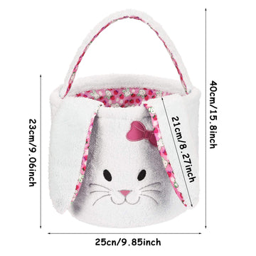 Easter Eggs Basket, Fluffy Bunny Baskets Cute Plush Rabit Basket With Foldable Bunny Ears, Easter Egg Hunts Easter Theme Party S