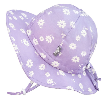 Jan & Jul Baby Girl Floppy Sun-Hat With Adjustable Strap (S: 0-6 Months, Purple Daisy)