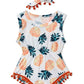 2T Girls Pineapple Onesie For Infants Novelty Orange Yellow White Ananas Rompers 2 Years Old Newborn Lace Pom Pom One Piece Play