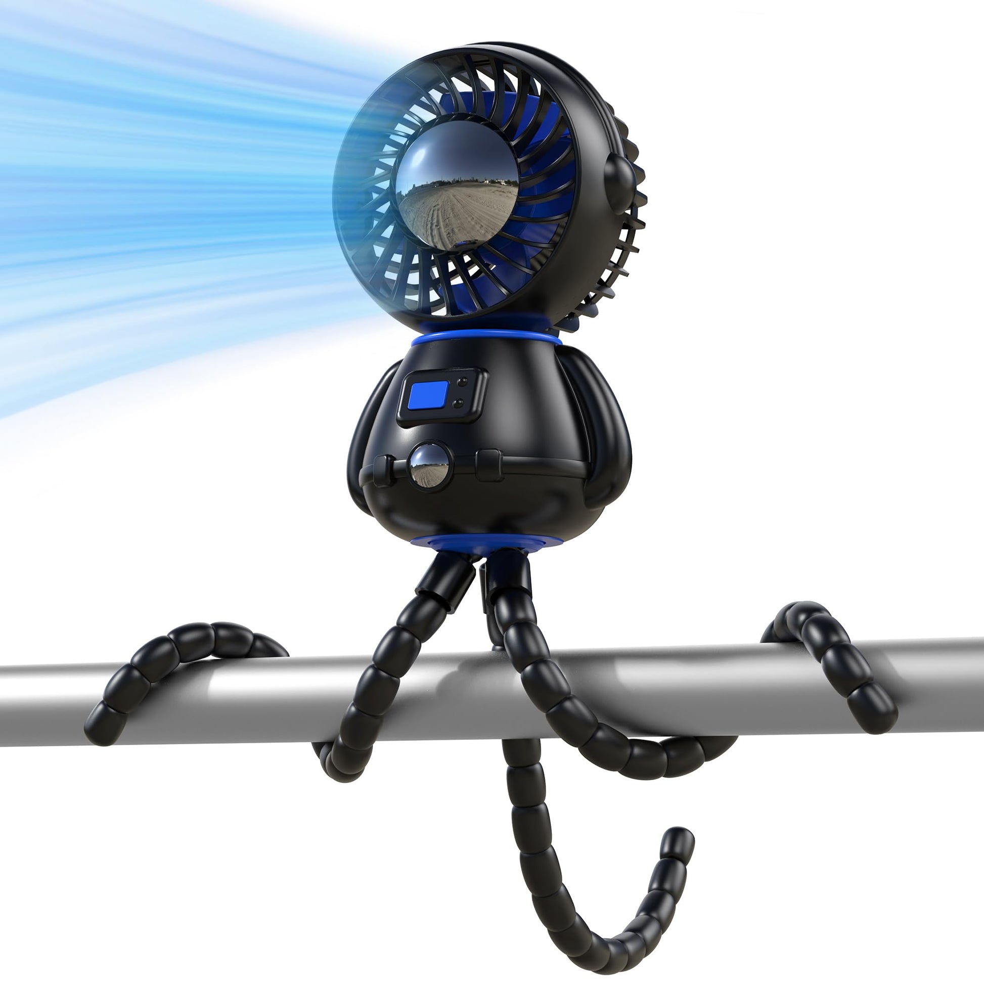 Slenpet Astronaut Portable Stroller Fan, Baby-Safe Clip-On With Detachable Flexible Tripod, Rechargeable Battery-Operated, 3-Spe