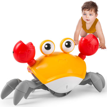 Crawling Crab Baby Toy Infant: Tummy Time Toys for Babies 3 6 9 12 18 24 36 Months, Walking Dancing Sensing Crab for Toddler 1 2