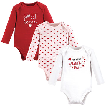 Hudson Baby Unisex Baby Cotton Long-Sleeve Bodysuits, Valentine Sweetheart, 9-12 Months