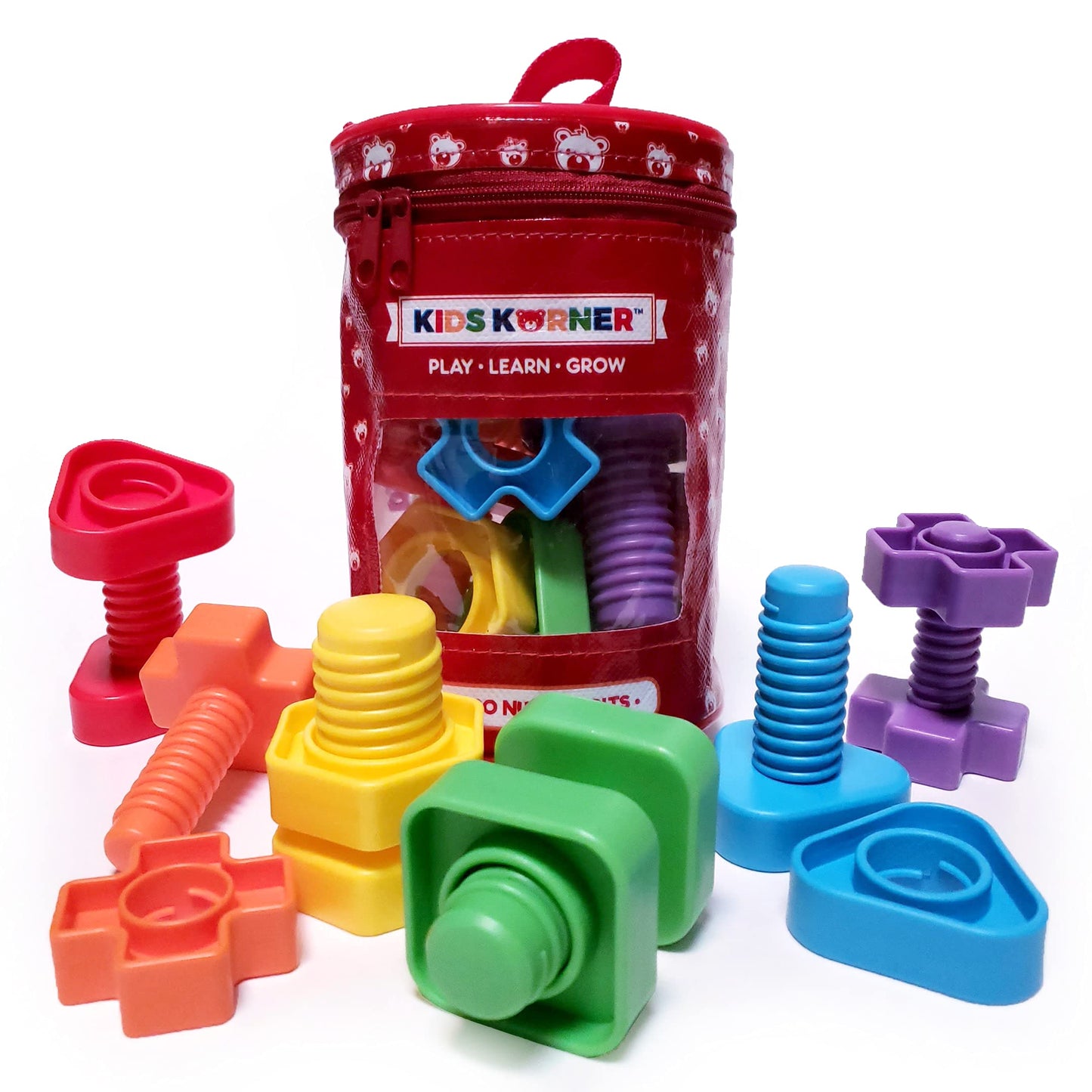 Jumbo Nuts and Bolts For Toddlers - Fine Motor Skills Rainbow Matching Game Montessori Toys For Toddlers & Toddler Games | 12 pc