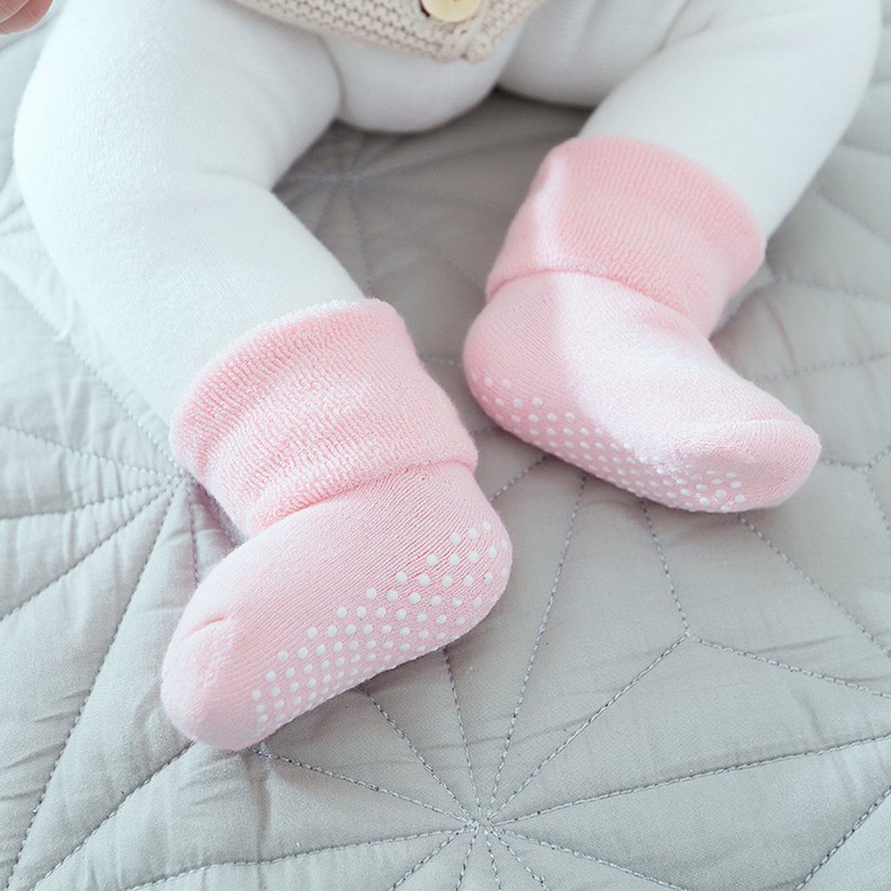 Vwu Baby Toddler Kids Ankle Crew Socks With Grips Unisex Warm Thick Cotton Winter Socks 4-6T 6 Color