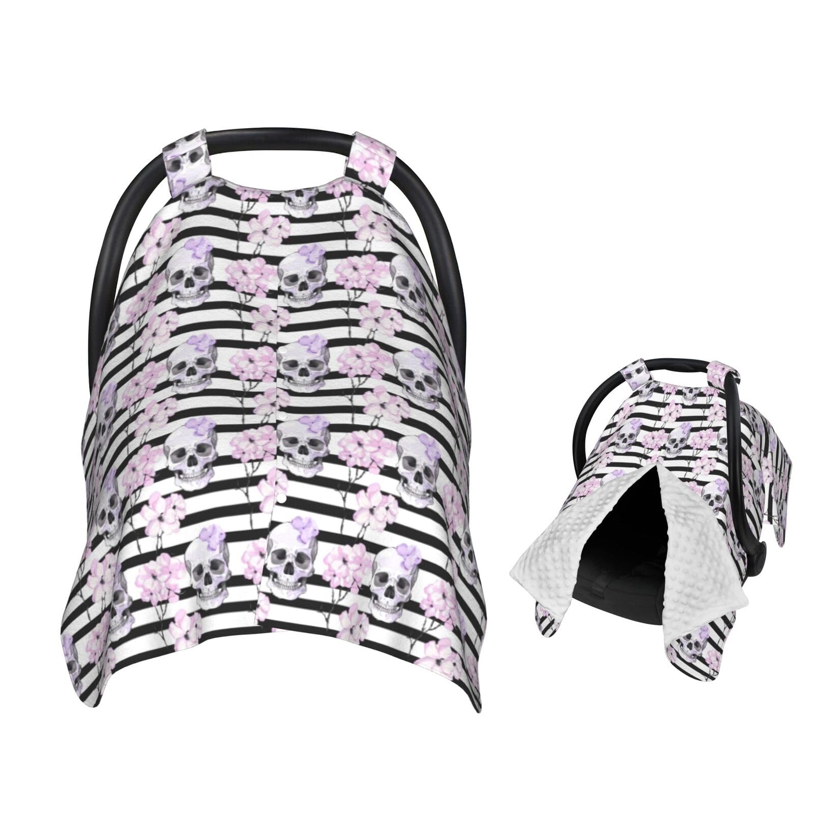 Muishi Skull and Black Stripes Baby Car Seat Canopy Nursing Cover for Newborn Car Seat Breastfeeding Covers Blanket Newborn Show