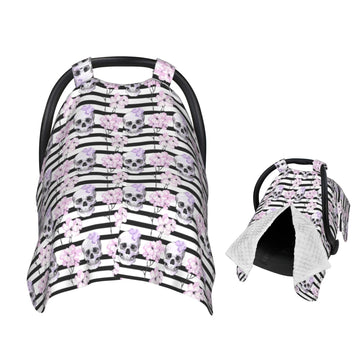 Muishi Skull and Black Stripes Baby Car Seat Canopy Nursing Cover for Newborn Car Seat Breastfeeding Covers Blanket Newborn Show