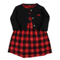 Hudson Baby Baby Girls Hudson Cotton And Cardigan Set, Gold Heart Buffalo Plaid, 0-3 Months Casual Dress, Gold Heart Buffalo Pla