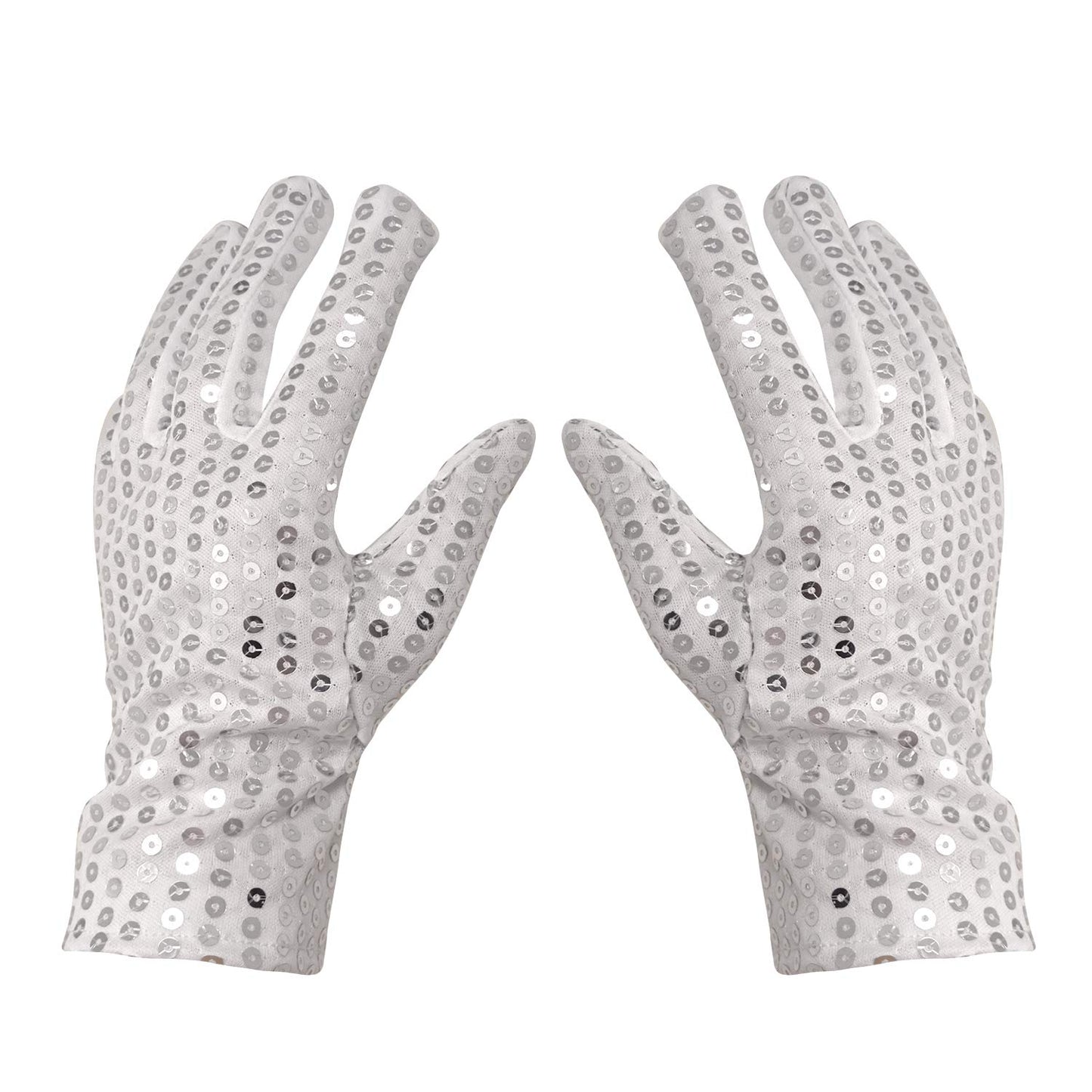 Honbay Silver Sparkling Sequin Gloves Costume Gloves Dance Performance Gloves - For Kids Under 8 Years Old
