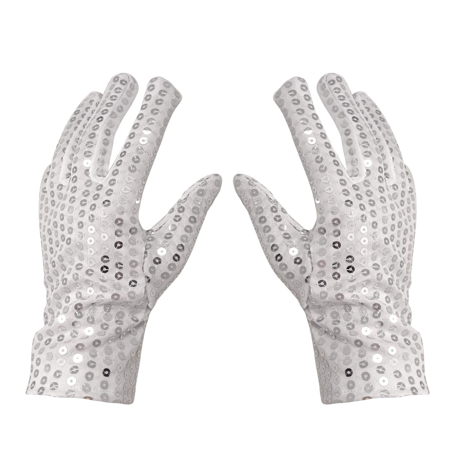 Honbay Silver Sparkling Sequin Gloves Costume Gloves Dance Performance Gloves - For Kids Under 8 Years Old