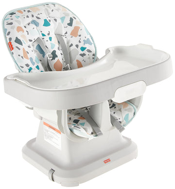 Fisher-Price Baby Spacesaver Simple Clean High Chair Baby To Toddler Portable Dining Seat With Removable Tray Liner, Pacific Peb