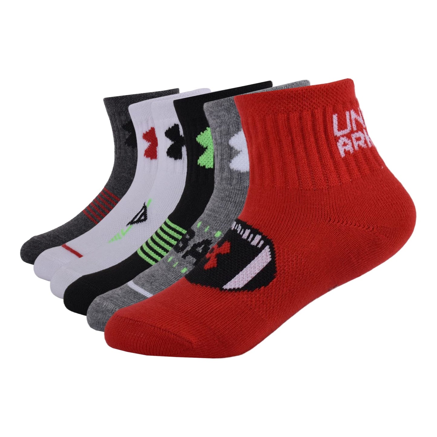Under Armour Baby Boys Multi Pack Longest Yard Essentials Quarter Sock, Multi, 2T-4T
