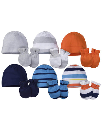 Onesies Brand Unisex Baby 12-Piece Cap And Mitten Set, Stripe, Newborn