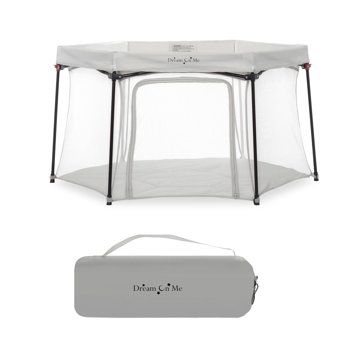 Dream On Me Onyx Playpen In Grey, Baby Playpen, Portable And Lightweight, Playpen For Babies And Toddler - Comes With A Comforta