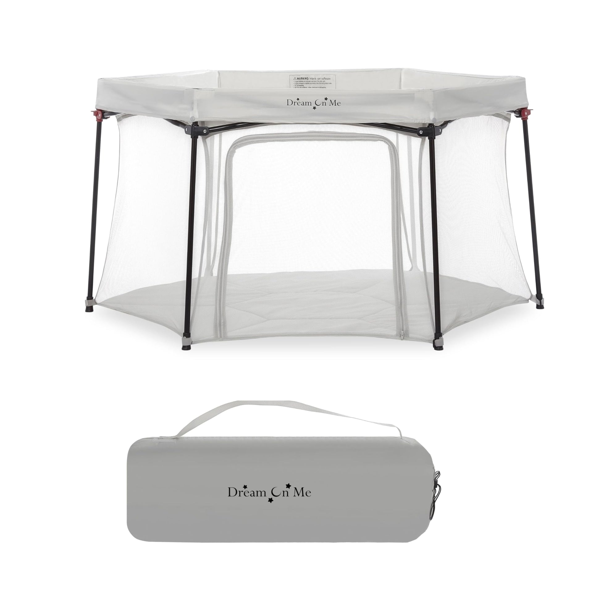Dream On Me Onyx Playpen In Grey, Baby Playpen, Portable And Lightweight, Playpen For Babies And Toddler - Comes With A Comforta