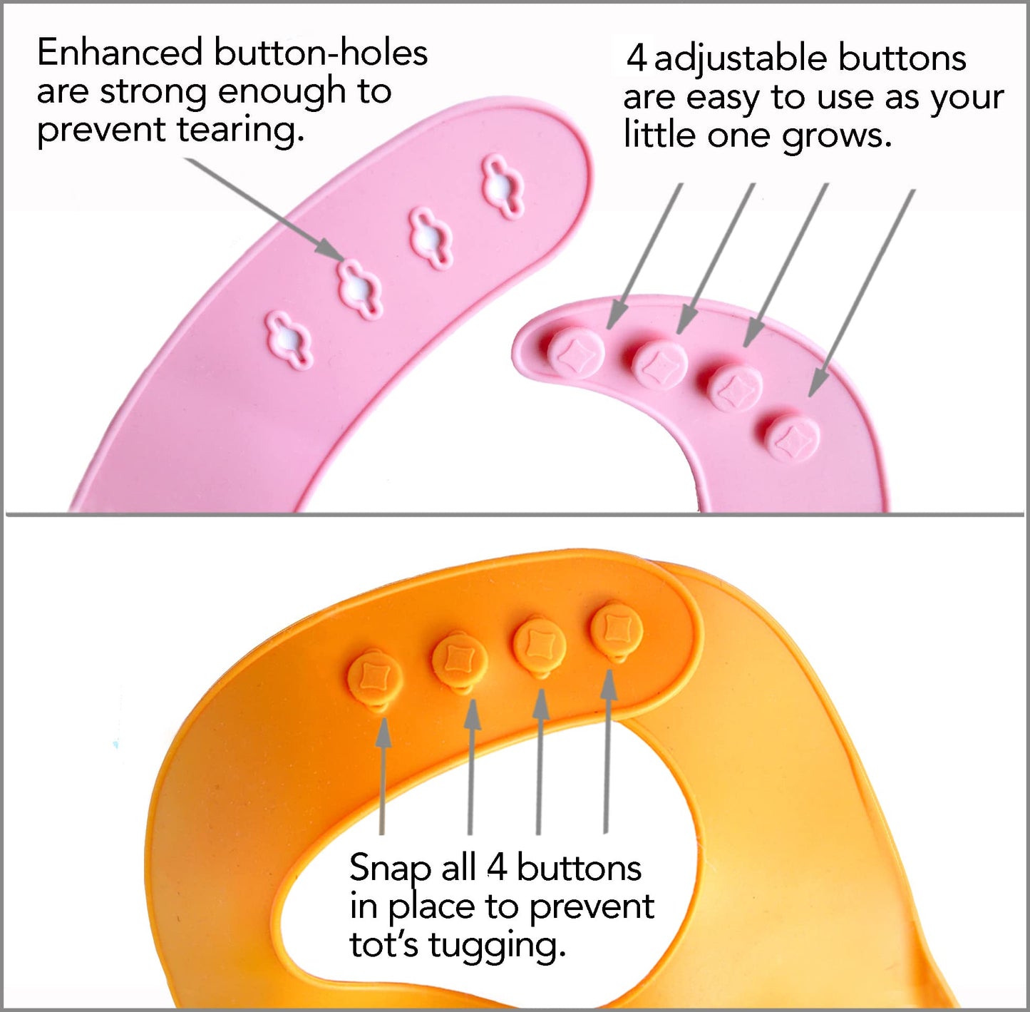 Ymcf Products 2-Pack Waterproof Silicone Baby Bib Lightweight Comfortable Easy-Wipe Clean (Light Pink/Purple, Small)