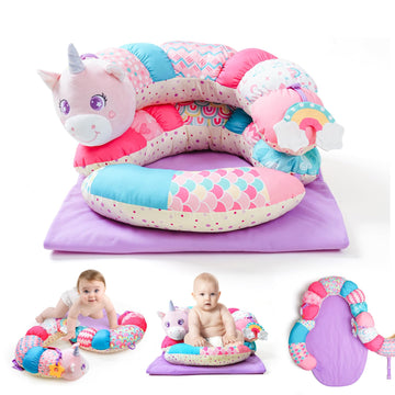 Koty Tummy Time Toys, 2-in-1 Unicorn Tummy Time Mat & Seated Support Pillow, Baby Toys 0-6 Months, Sensory Play Developmental Ne
