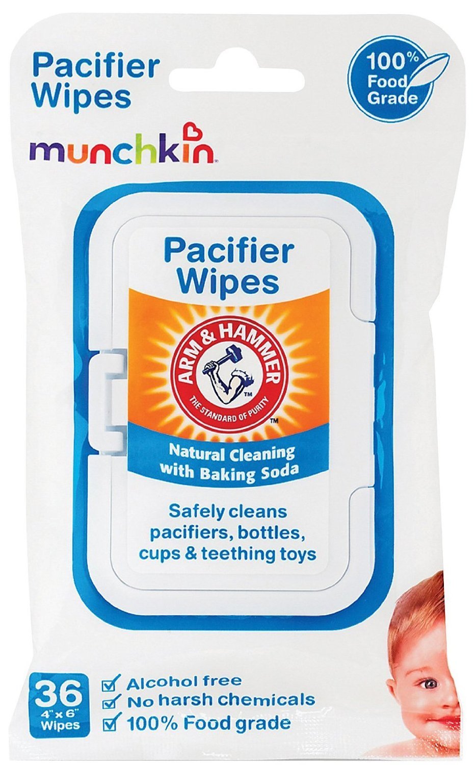 Munchkin 72 Pack Arm And Hammer Pacifier Wipes, White