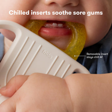 Frida Baby Teething Relief Not-Too-Cold-to-Hold Baby Teether, Valentines Day Gifts for Kids, BPA-Free Silicone Teething Toys