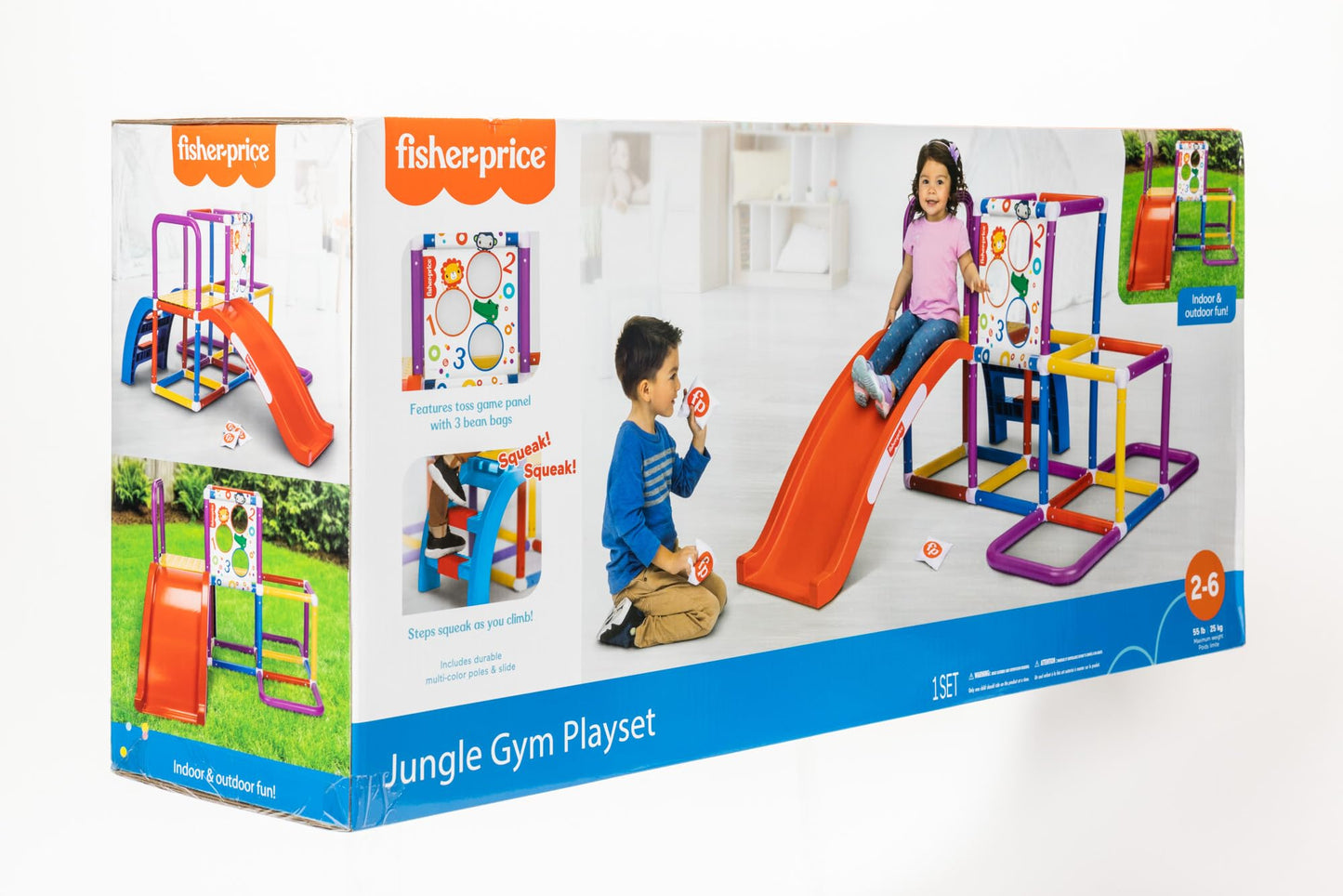 Fisher-Price Jungle Gym Play Structure With Slide For Kids With Bean Bag Toss Game - Indoor Outdoor Active Play