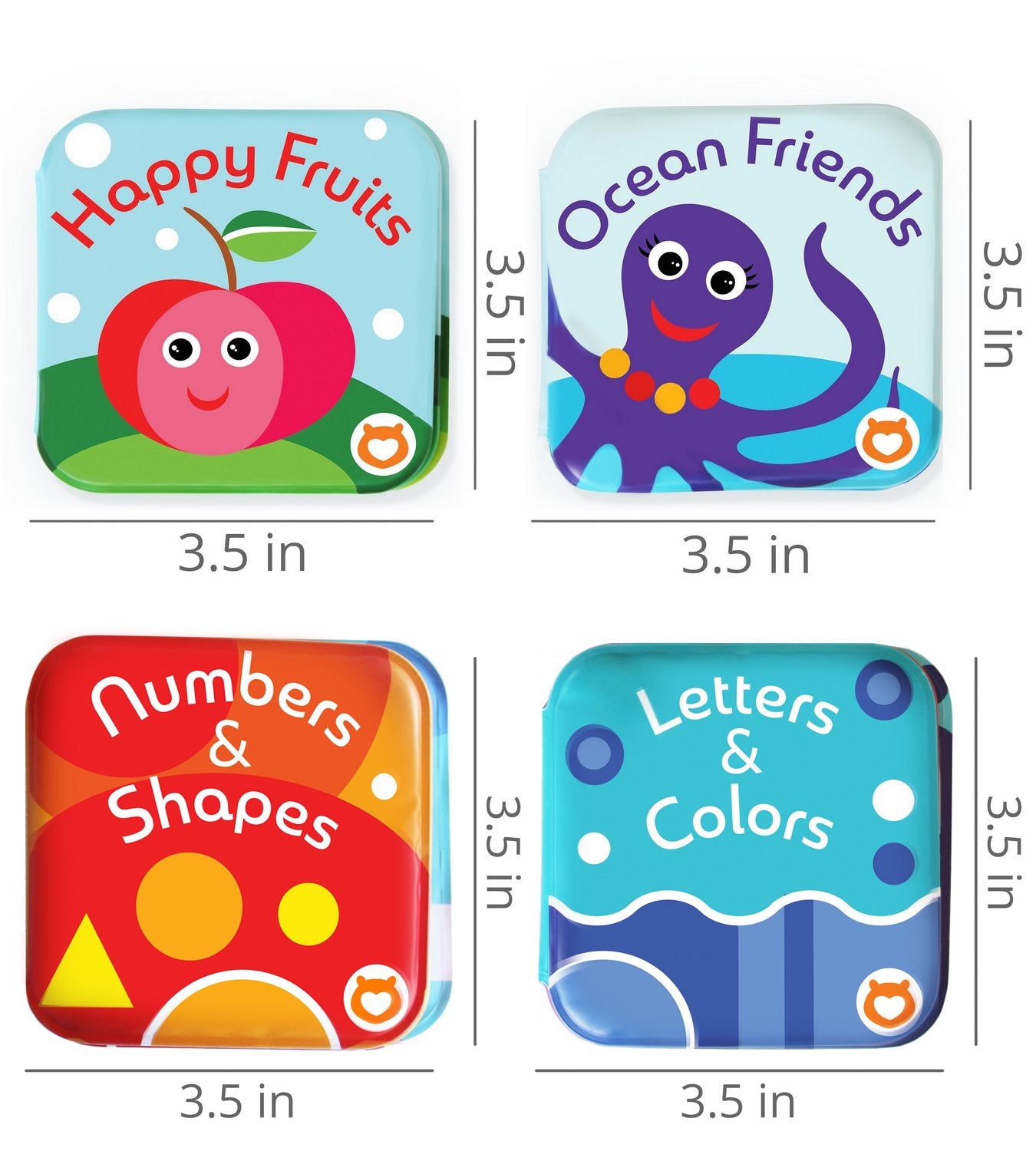Floating Baby Bath Books Set of 4 - Bath Books for Babies, Infants - Waterproof, Mold-Free Bath Toys for Learning & Early Educat